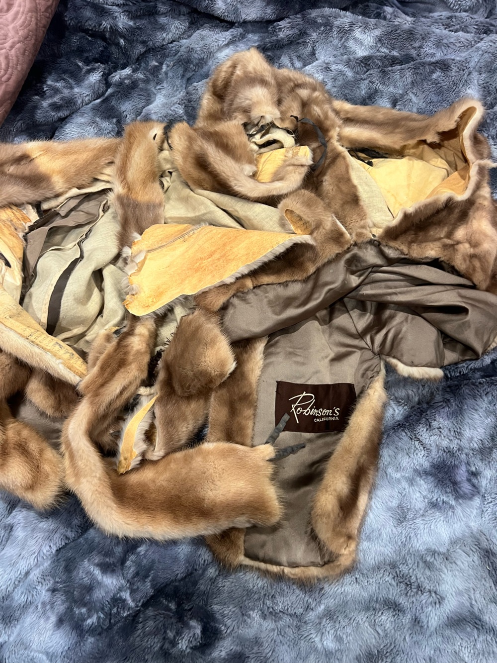 Fur-lined coat interior with label